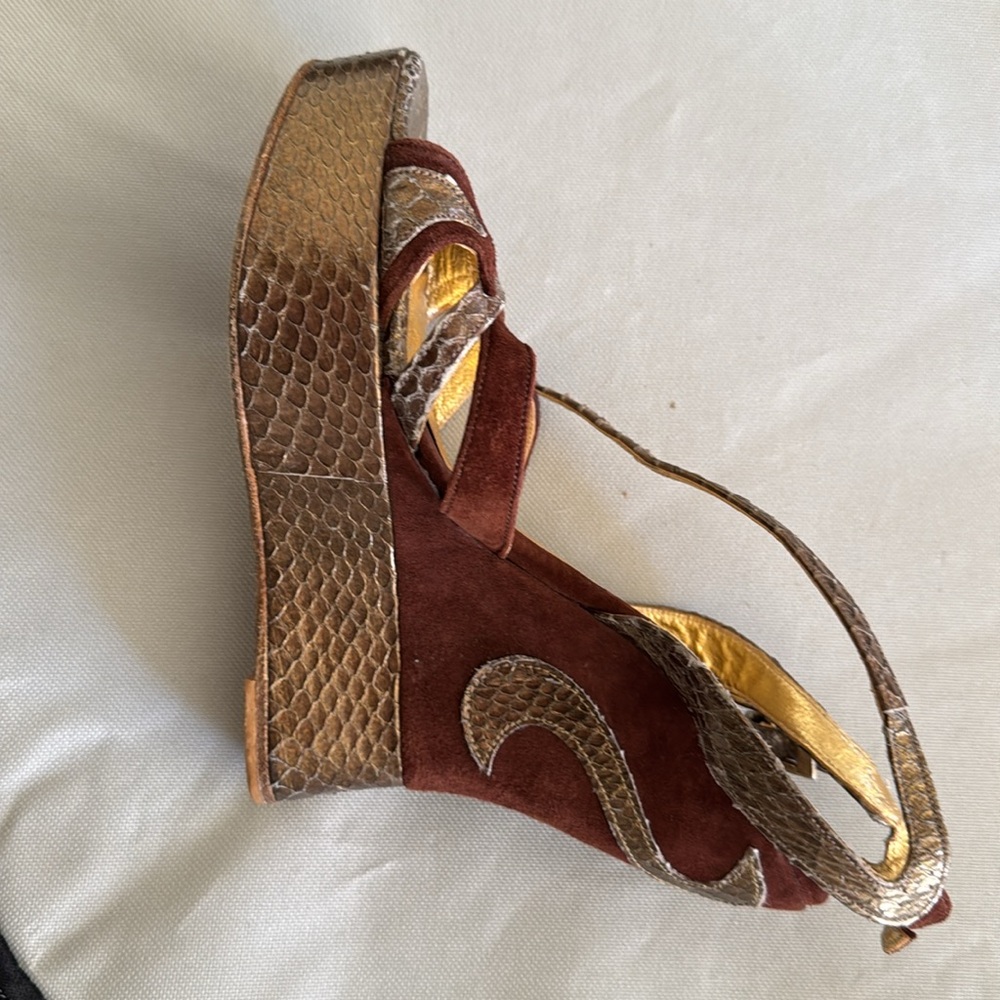 Terry de Havilland brown and gold wedges size 36 - Picture 9 of 13